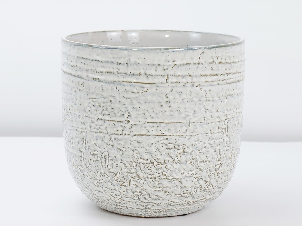 [IP-DG2374WDS-A-C4] PEBBLE BEACH PLANTER, WHITE DAISY, 6.5"X6.0", CASE OF 4