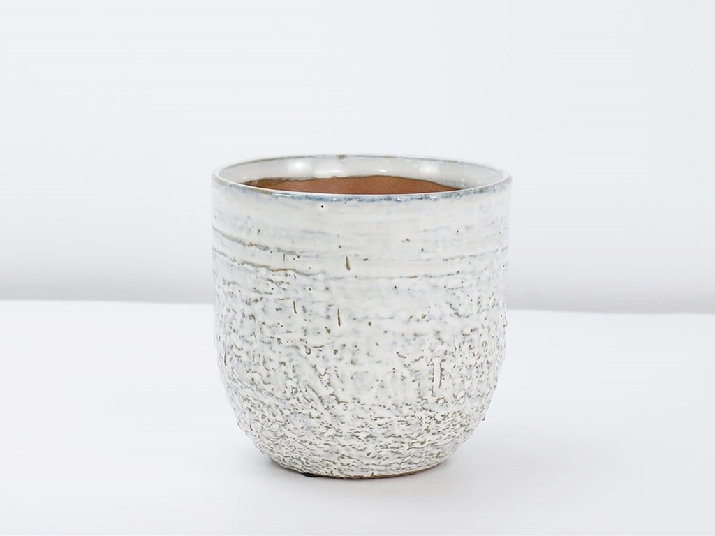 PEBBLE BEACH PLANTER, WHITE DAISY, 4.5"X4.5", CASE OF 8