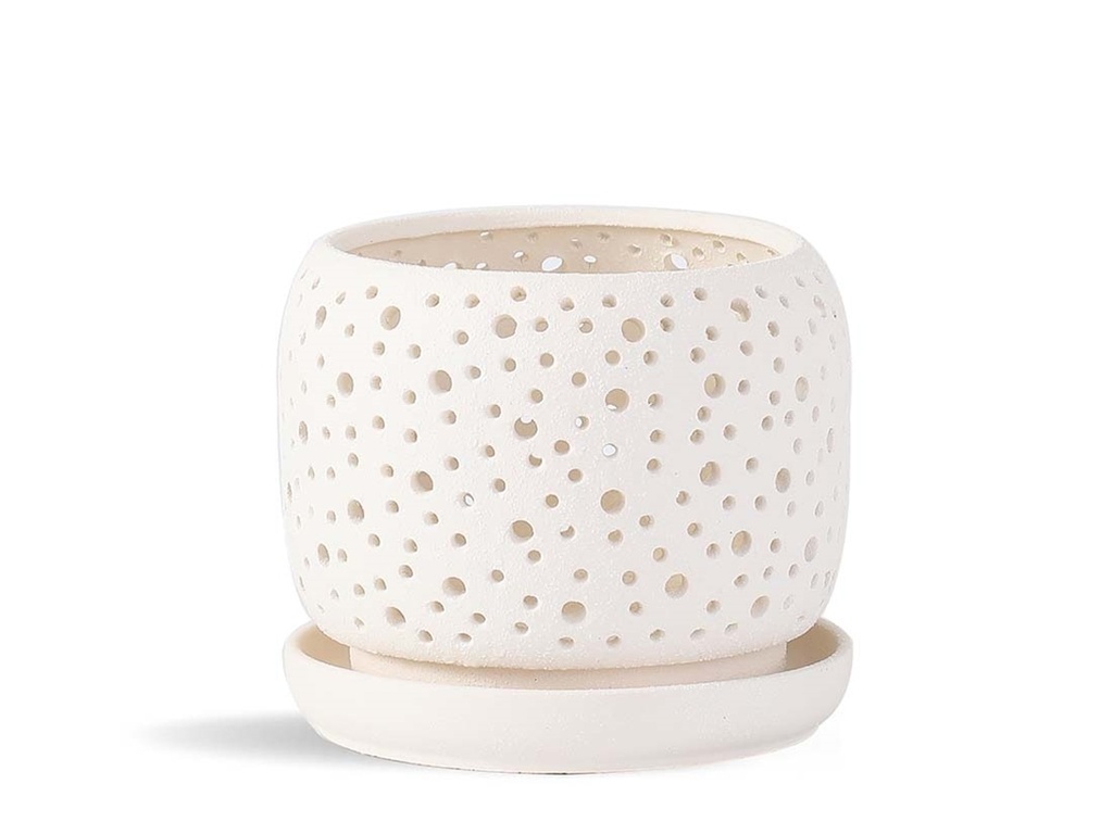 RAIN DROP ORCHID PLANTER,SAND MILKY WHITE, 7.5"X6.5", CASE OF 4