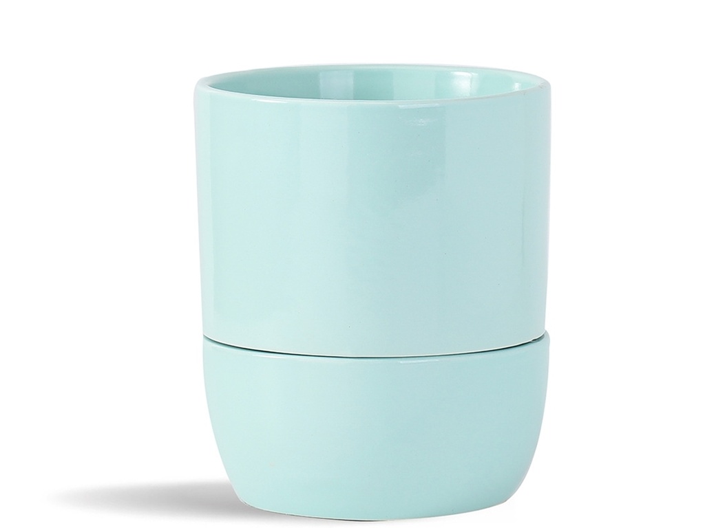 URBAN DWELLER SELF-WATERING POT, PASTEL LIGHT GREEN, 5.0"X5.5", CASE OF 6
