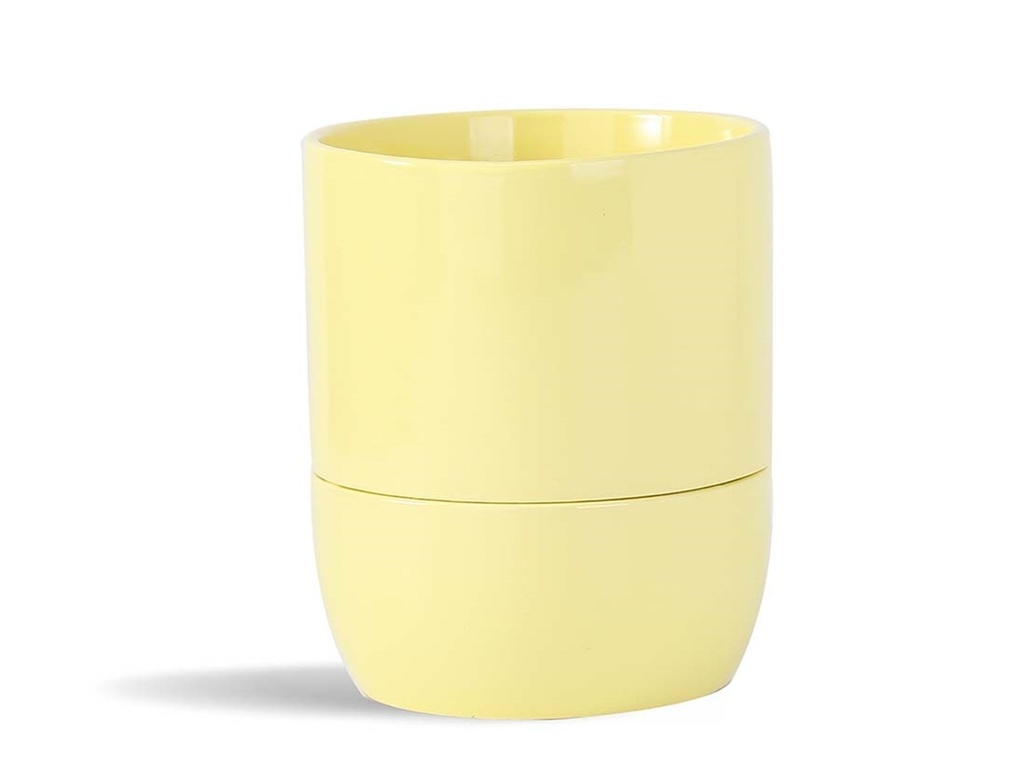 URBAN DWELLER SELF-WATERING POT, PASTEL YELLOW, 5.0"X5.5", CASE OF 8
