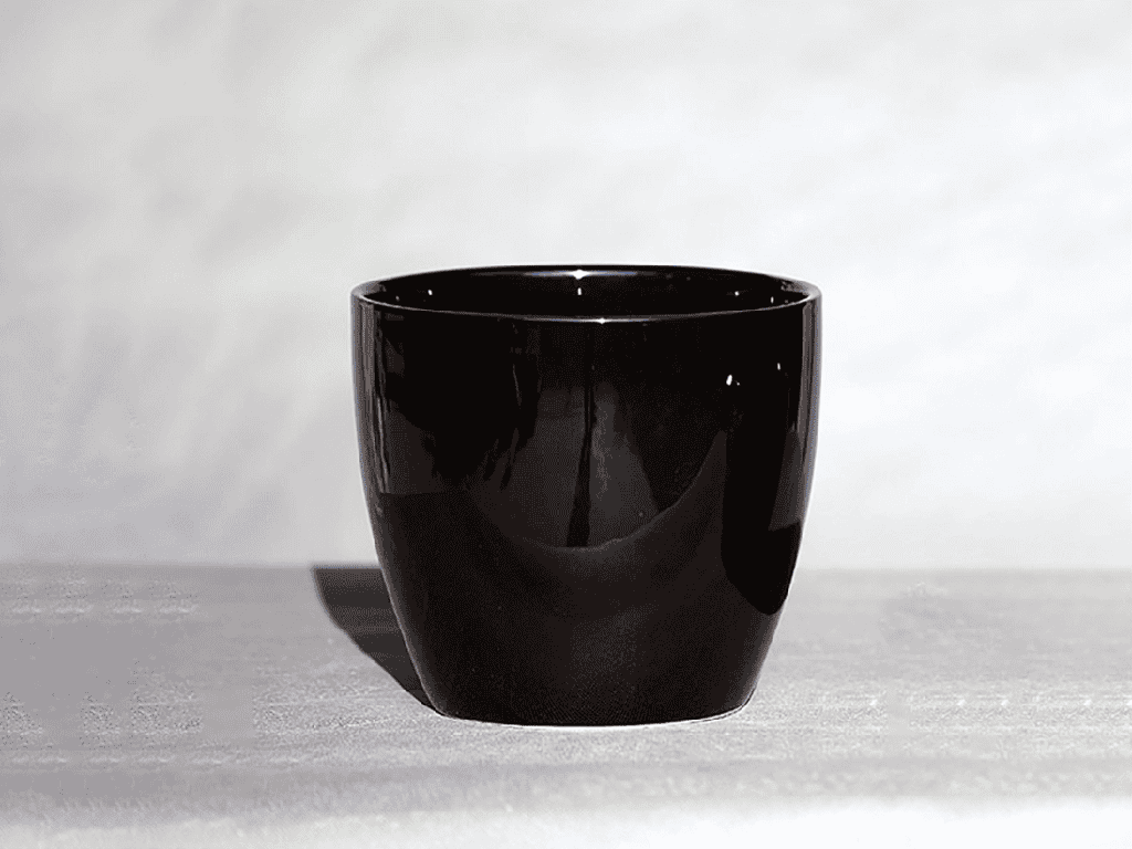PEACE LILY CACHE POT, GLOSSY BLACK, 5.5"X4.5", SOLD IN CASE OF 12