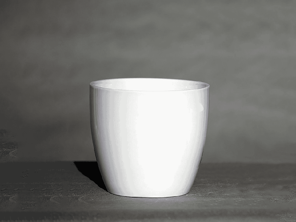 [IP-MC2020GWH-C12] PEACE LILY CACHE POT, GLOSSY WHITE, 5.5"X4.5", SOLD IN CASE OF 12