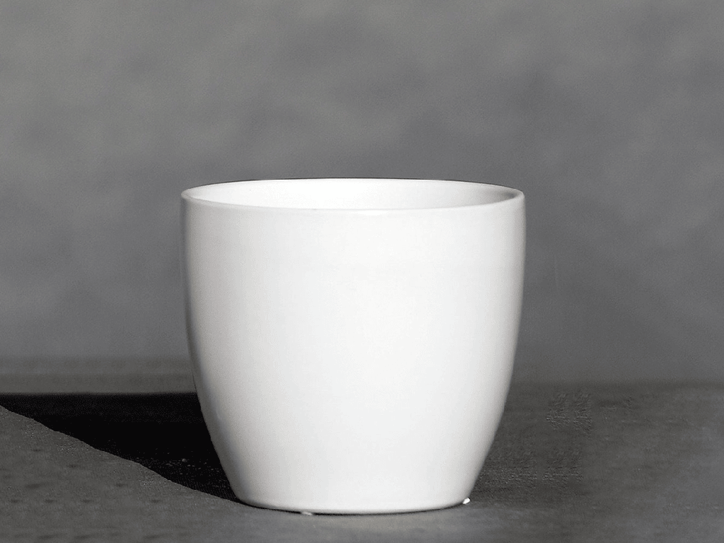 PEACE LILY CACHE POT, MATTE WHITE, 8.5"X7.5", SOLD IN CASE OF 2