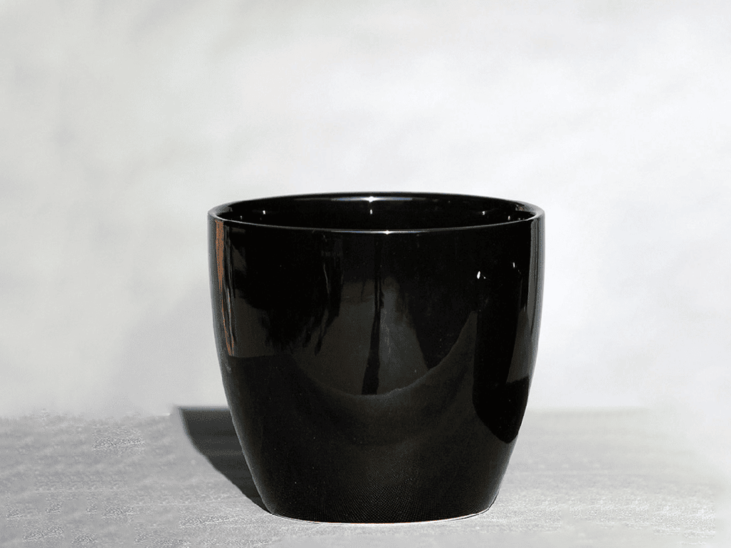 PEACE LILY CACHE POT, GLOSSY BLACK, 10.0"X8.5", SOLD IN CASE OF 2
