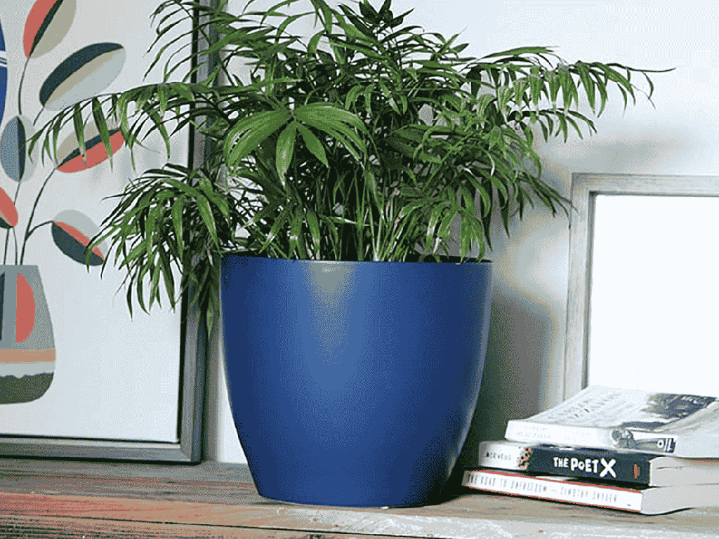 PEACE LILY CACHE POT, MATTE CLASSIC BLUE, 10.0"X8.5", SOLD IN CASE OF 2