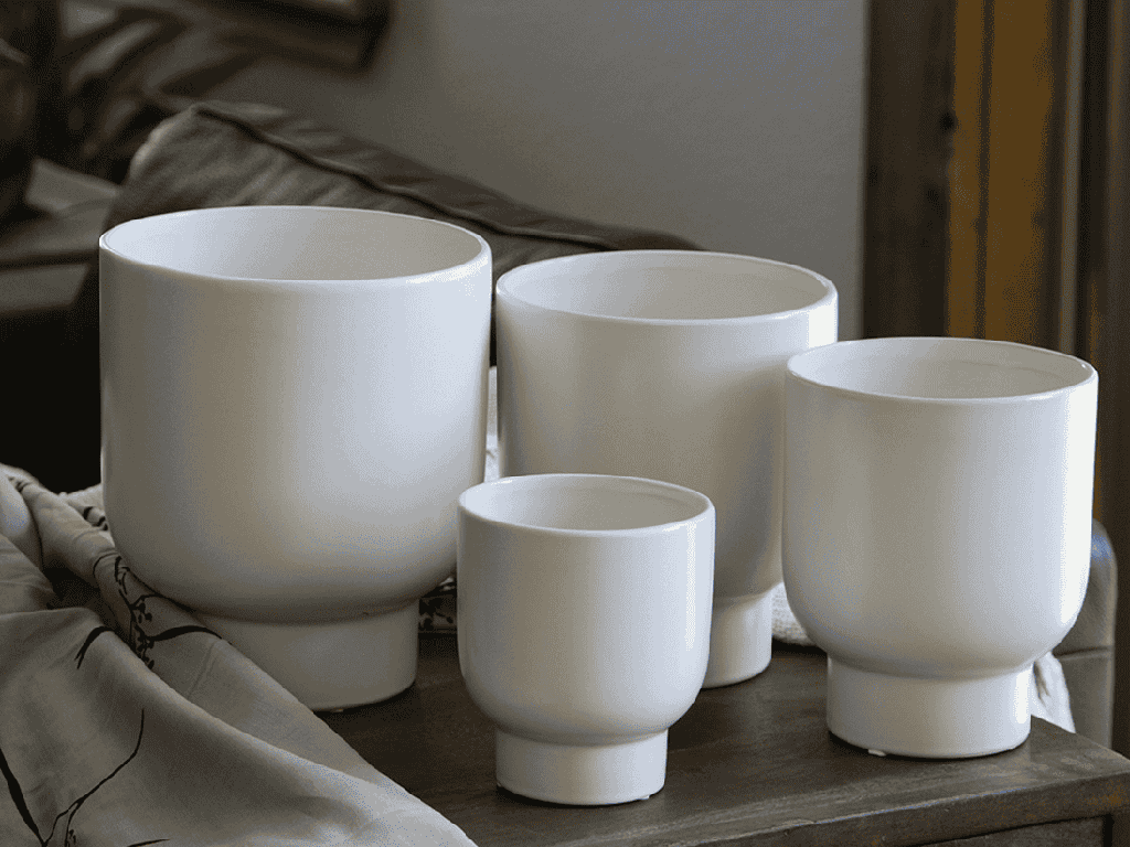 [IP-MC2030MWH-C12] MONSTERA CACHE POT, MATTE WHITE, 4.5"X5.0", SOLD IN CASE OF 12