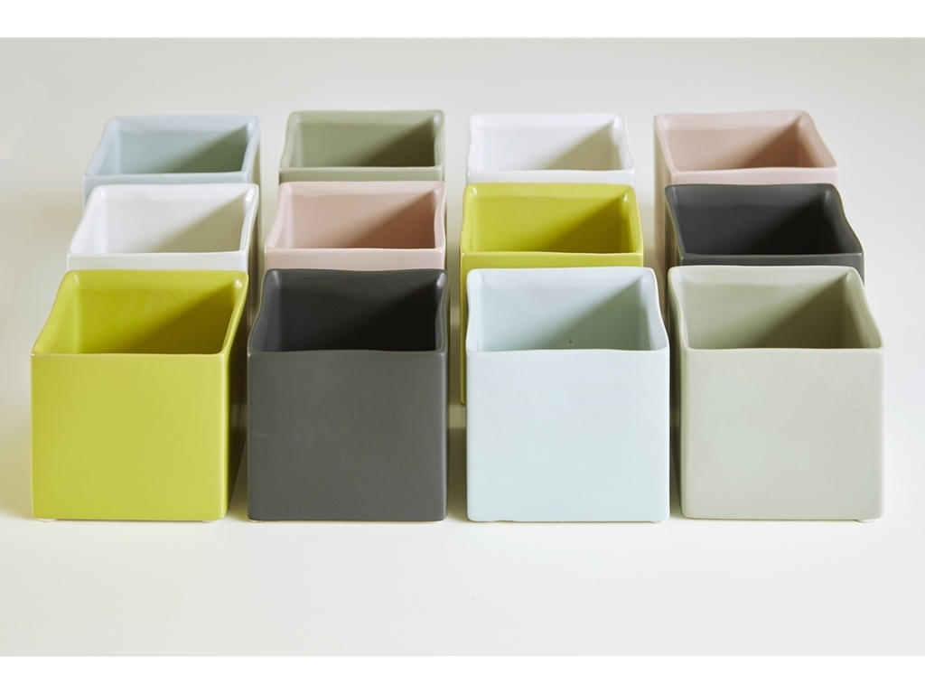 [IP-MC2063MIX-C12] CUBE CACHE POT, MIXED COLOR, 4.5"X3.5", SOLD IN CASE OF 12