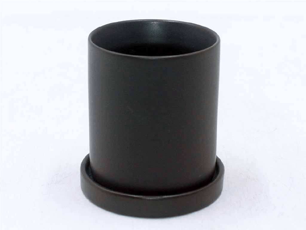 [IP-MD2052MCG-C12] CYLINDER POT WITH DETACHED SAUCERS, MATTE COOL GREY, 3.0"x3.0", SOLD IN CASE OF 12