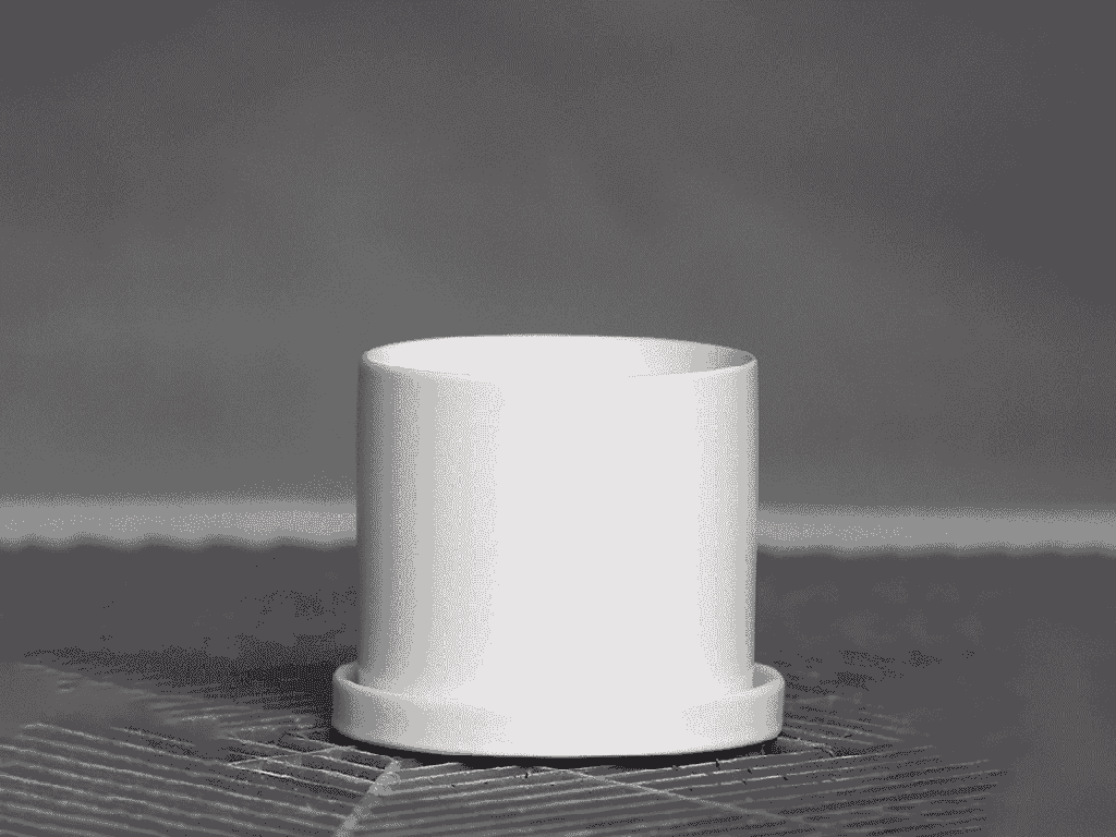 CYLINDER POT WITH DETACHED SAUCERS, MATTE WHITE, 4.0"x3.5",  SOLD IN CASE OF 12