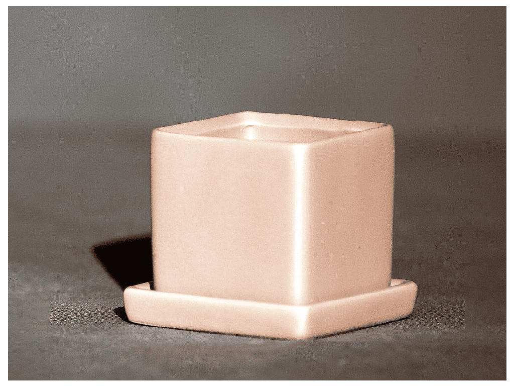 [IP-MD2061MPK-C12] CUBE POT WITH DETACHED SAUCERS, MATTE PINK, 2.5"x2.5",  SOLD IN CASE OF 12