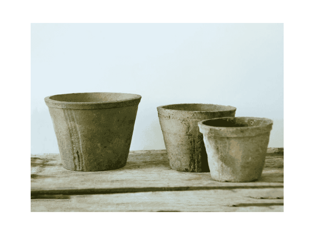 [IP-T1007MBS-S3-C24] WEMBLEY TERRA COTTA FARM POTS, MOSSED BLACKSTONE, 4.0"x3.0", 3.5"x2.5", 2.5"x2.0" (SOLD IN CASE OF 24 SETS)