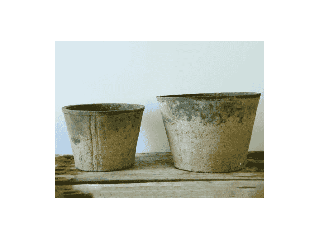 WEMBLEY TERRA COTTA FARM POTS, MOSSED BLACKSTONE, 10"X6.5", 8.0"X5.5" (SOLD IN CASE OF 2 SETS)