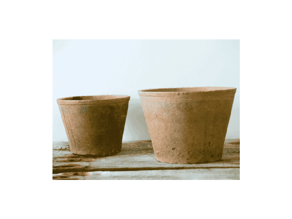 WEMBLEY TERRA COTTA FARM POTS, MOSSED REDSTONE, 10"X6.5", 8.0"X5.5" (SOLD IN CASE OF 2 SETS)