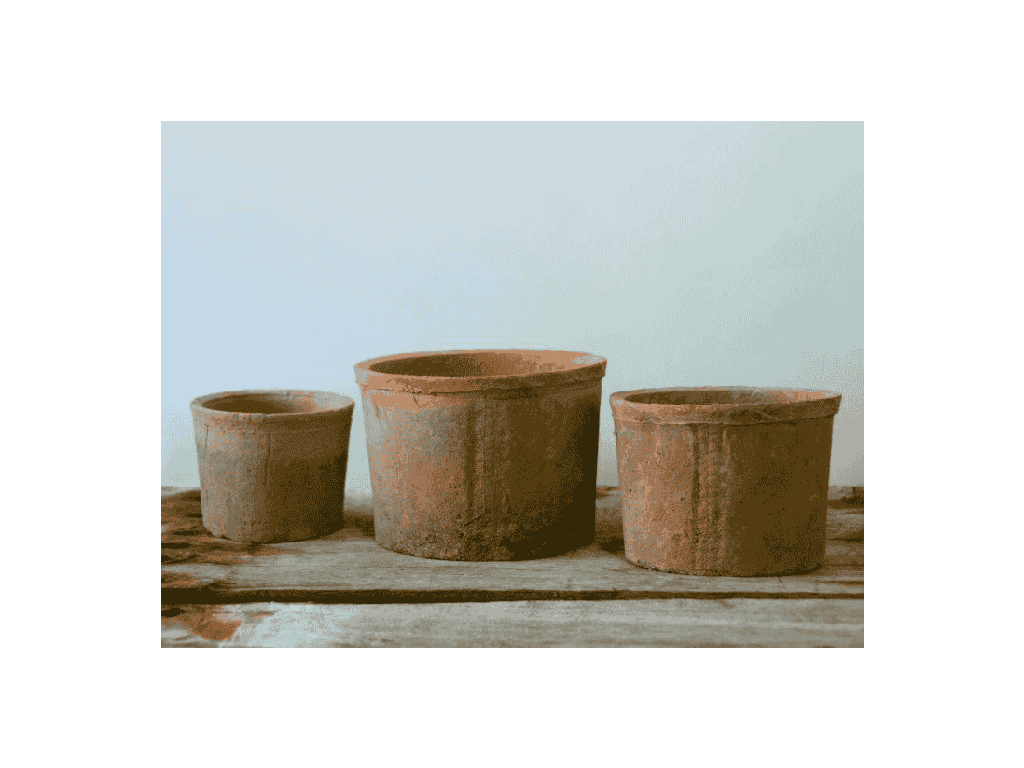 [IP-T1012MRS-S3-C12] BEXLEY TERRA COTTA FARM POTS, MOSSED REDSTONE, 6.0"X4.5", 5.0"X4.0", 4.0"X3.0" (SOLD IN CASE OF 12 SETS)