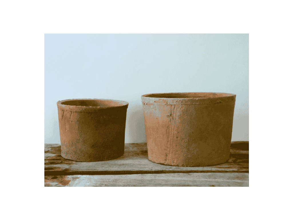 BEXLEY TERRA COTTA FARM POTS, MOSSED REDSTONE, 9.5"X7.0", 7.5"X5.5" (SOLD IN CASE OF 2 SETS)