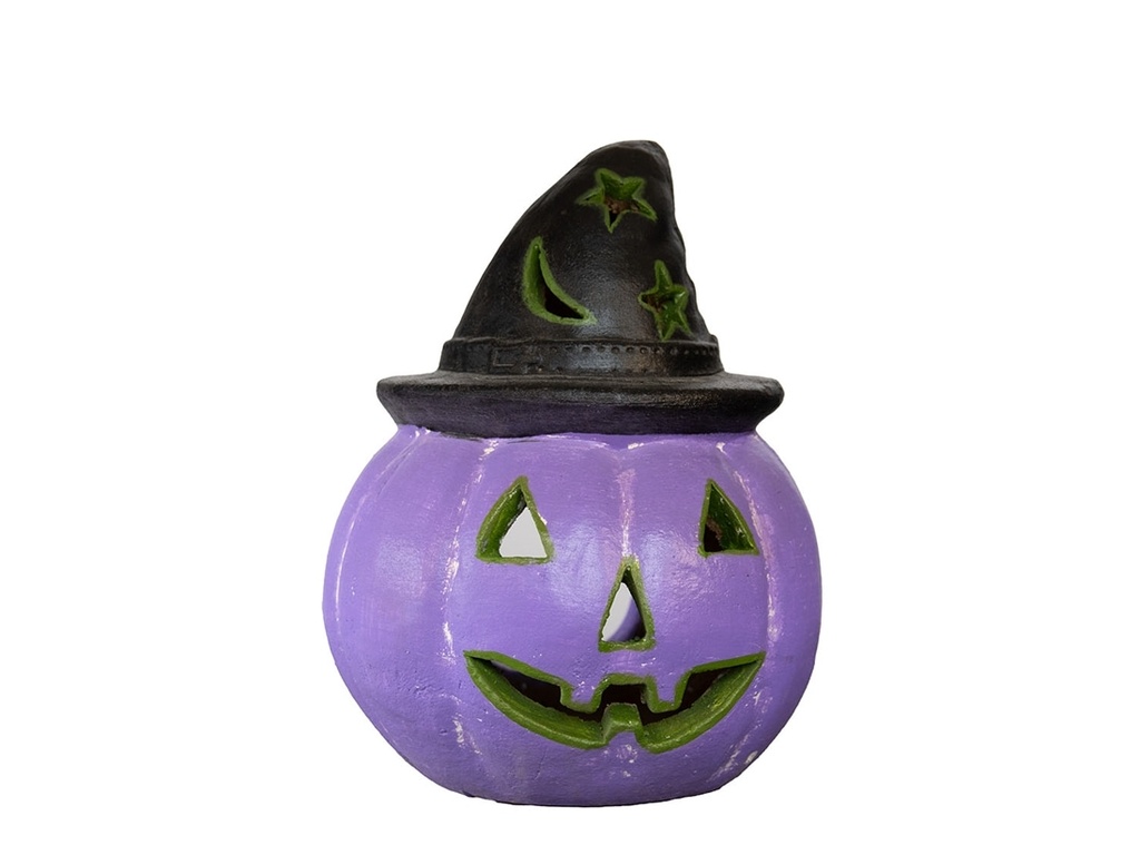HALLOWEEN PUMPKIN WITH WIZARD HAT, VIOLET, 10.0"X13.5"