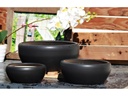 BONSAI BOWL PLANTER, STEEL BLACK, SET OF 3- 13.5"X6.0", 11.0"X4.5", 8.5"X3.5"