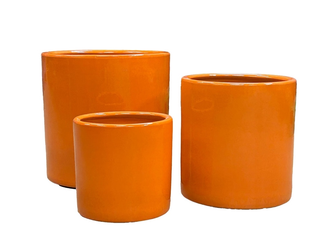 DRACAENA PLANTER,  APRICOT BRIGHT, SET OF 3- 16"X16", 13"X13", 10.5"X10"