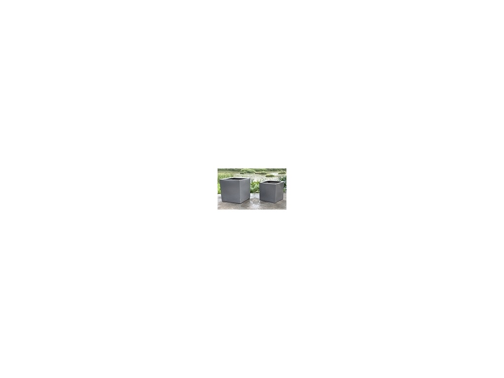 SQUARED OLIVE TREE PLANTER, HEATHER GREY, SET OF 2- 14.0"X14.0", 12.0"X12.0"