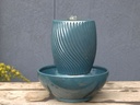 SUNSET TWIST JAR FOUNTAIN, MARINA GREEN, 10.5"x13" (Base 17.5"x7.5")