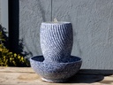 SUNSET TWIST JAR FOUNTAIN, PEAKCOCK BLUE, 10.5"x13" (Base 17.5"x7.5")