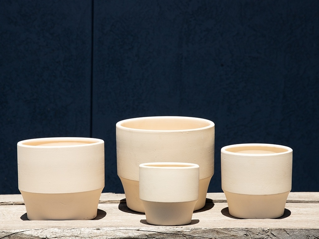 PLANET PLANTER, IVORY CLAY, 10.0"x8.5" 8.5"x7.5" 6.5"x6.5" 5.5"x5.0", SOLD IN CASE OF 2