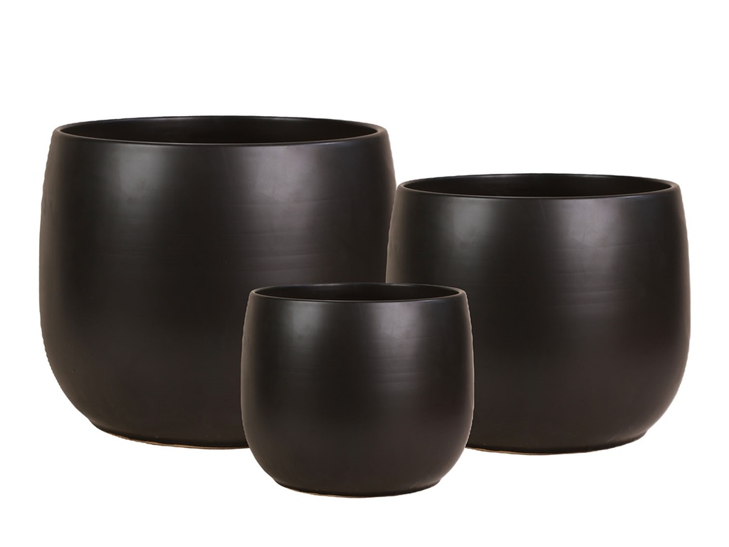 DAHLIA PLANTER, ASHEN BLACK, SET OF 3- 15"X12.5", 12"X11", 10"X8"
