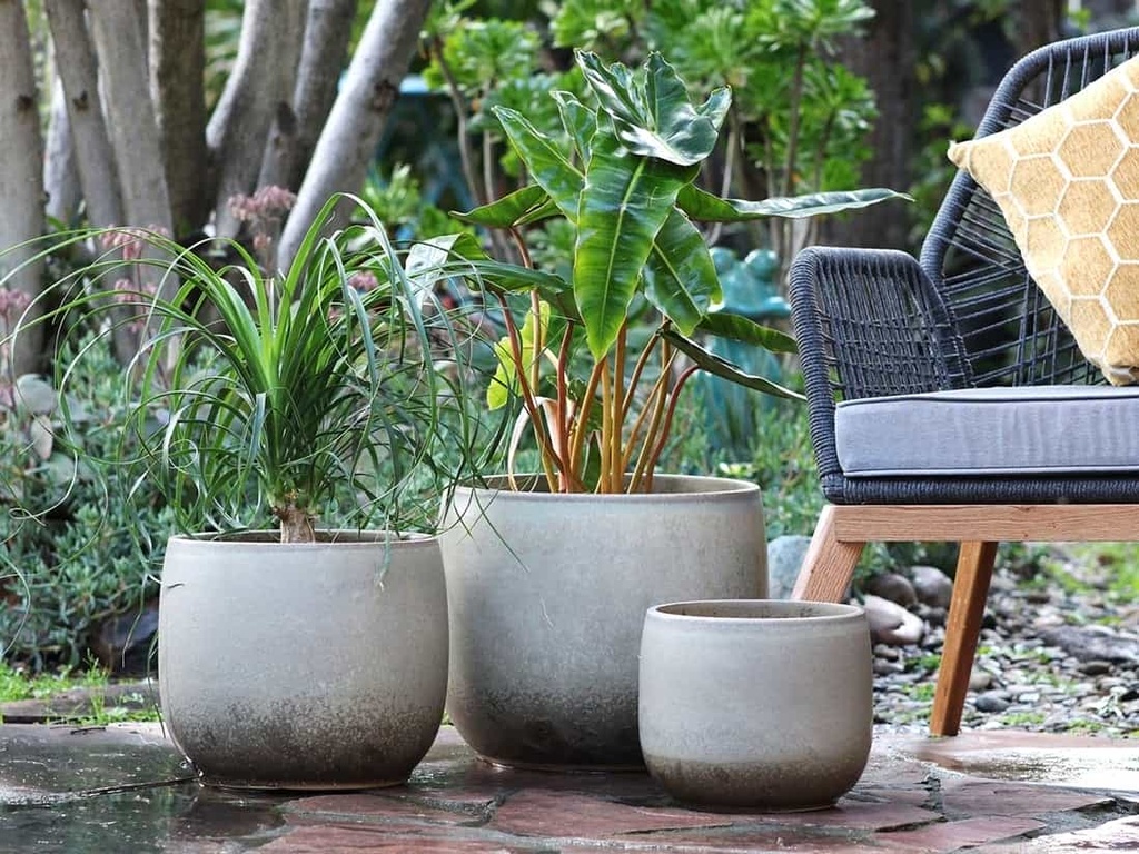 [PD-5001ATG-S3] DAHLIA PLANTER, ARTISAN GRAPE, SET OF 3- 15"X12.5", 12"X11", 10"X8"