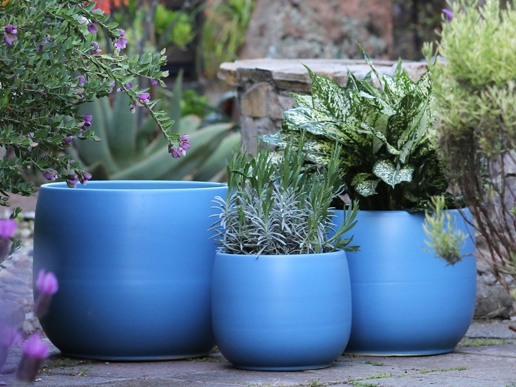 DAHLIA PLANTER, DENIM, SET OF 3- 15"X12.5", 12"X11", 10"X8"