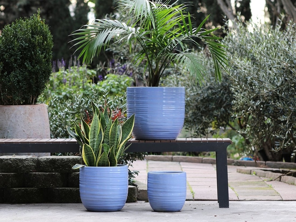 [PD-5003PTB-S3] BERGONIA PLANTER, PASTEL BLUE, SET OF 3- 15"X13.5", 12"X12", 10"X9"