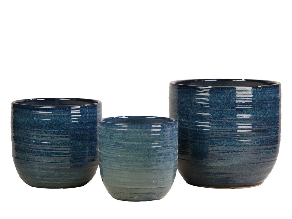 BERGONIA PLANTER, TROPIC BLUE, SET OF 3- 15"X13.5", 12"X12", 10"X9"