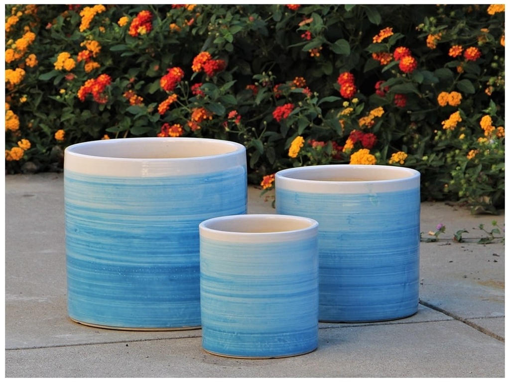 EASTER LILY PLANTER, OMBRE BLUE, SET OF 3- 15"X13.5", 12"X12", 10"X9"
