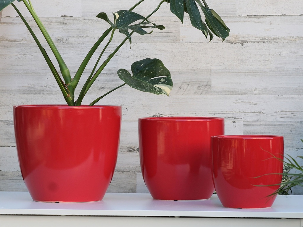 CAMILIA PLANTER, CRIMSON BRIGHT, SET OF 3- 15"X13.5", 12"X12", 10"X9"