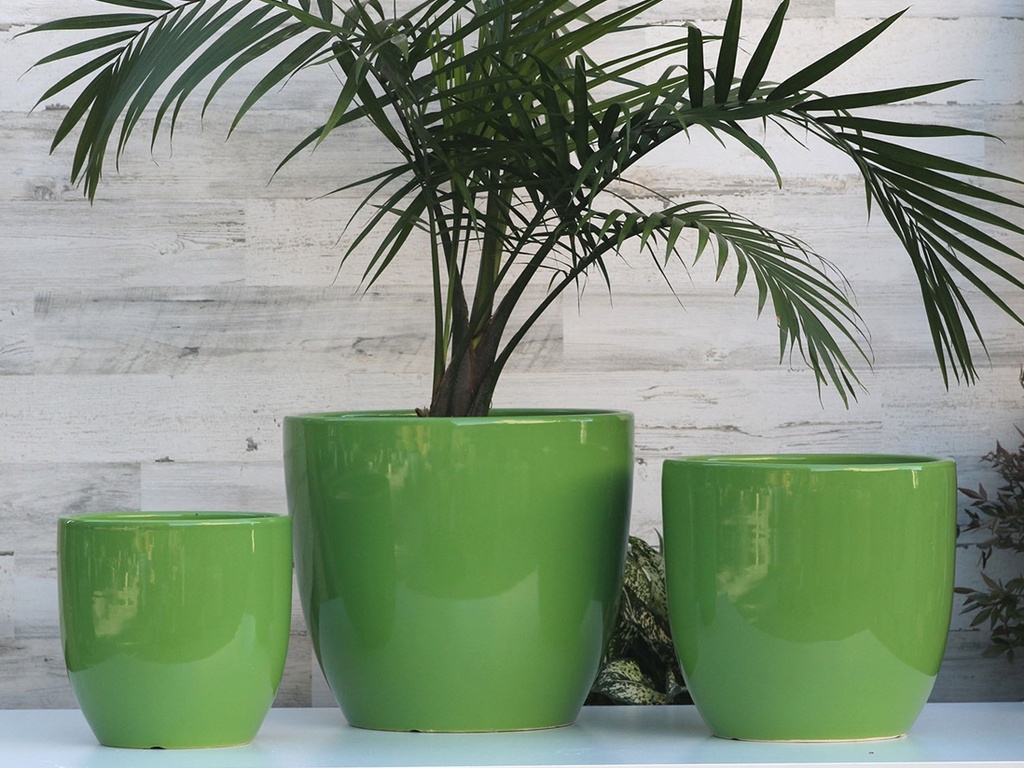 CAMILIA PLANTER, LIGHT GREEN, SET OF 3- 15"X13.5", 12"X12", 10"X9"