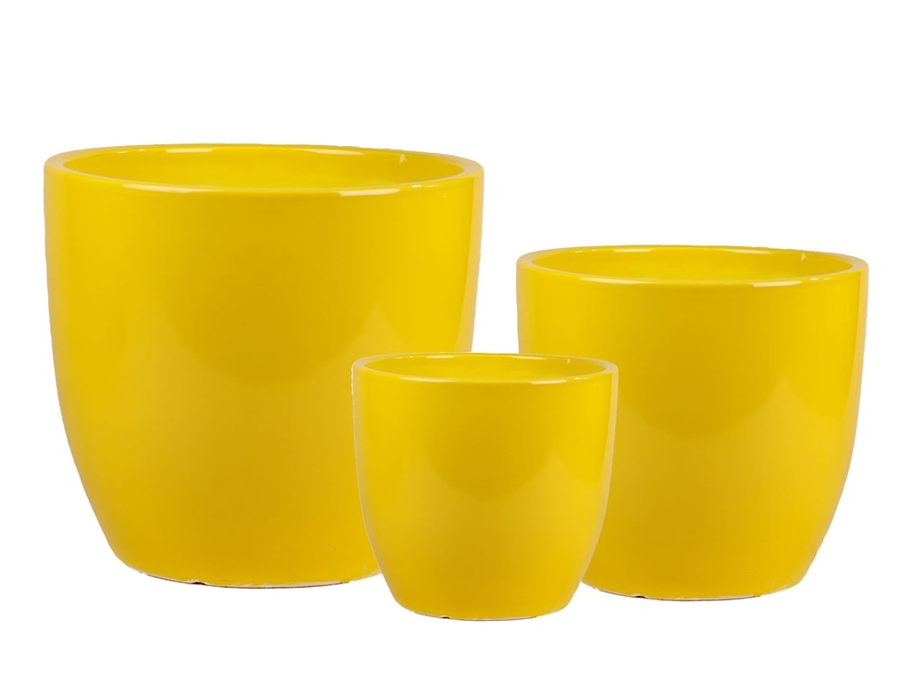CAMILIA PLANTER, LEMON YELLOW, SET OF 3- 15"X13.5", 12"X12", 10"X9"