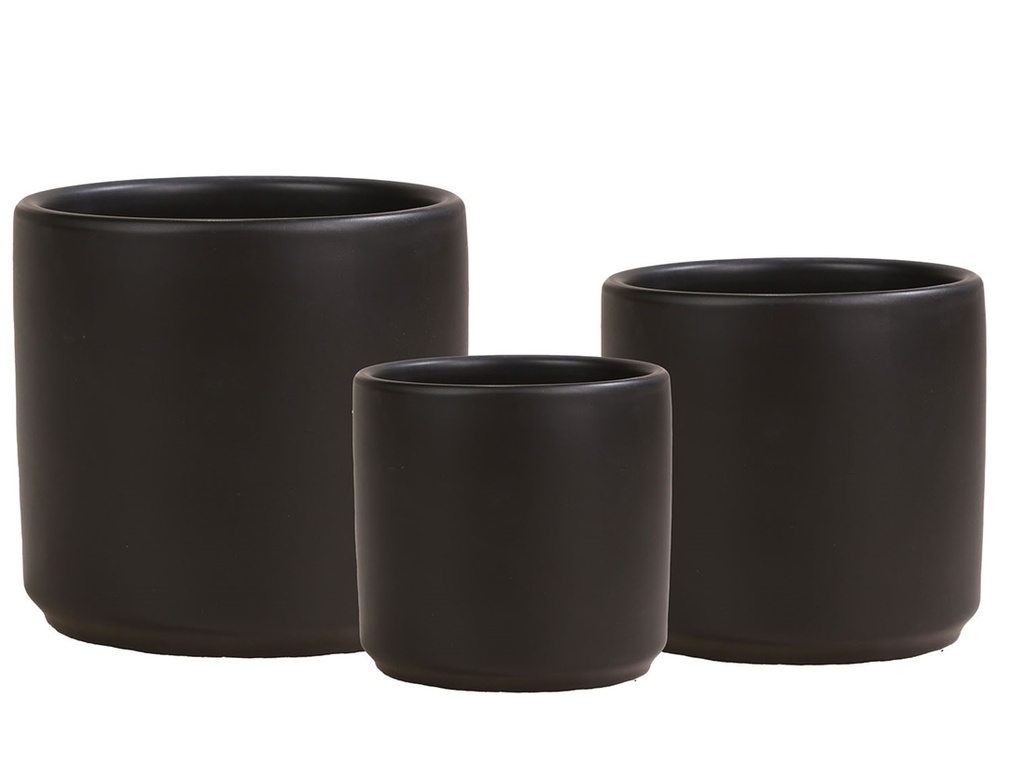 ARLO PLANTER, ASHEN BLACK, SET OF 3, 15"X15.5", 12"X12", 10"X10"