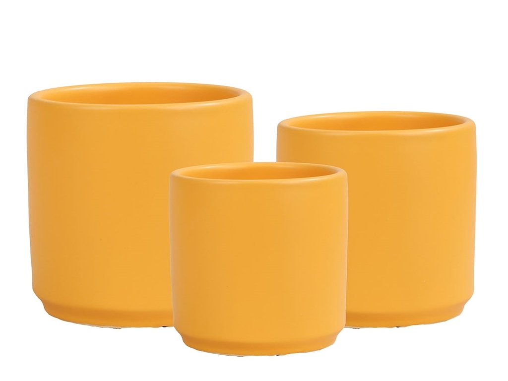 [PD-5016MST-S3] ARLO PLANTER, MUSTARD, SET OF 3, 15"X15.5", 12"X12", 10"X10"