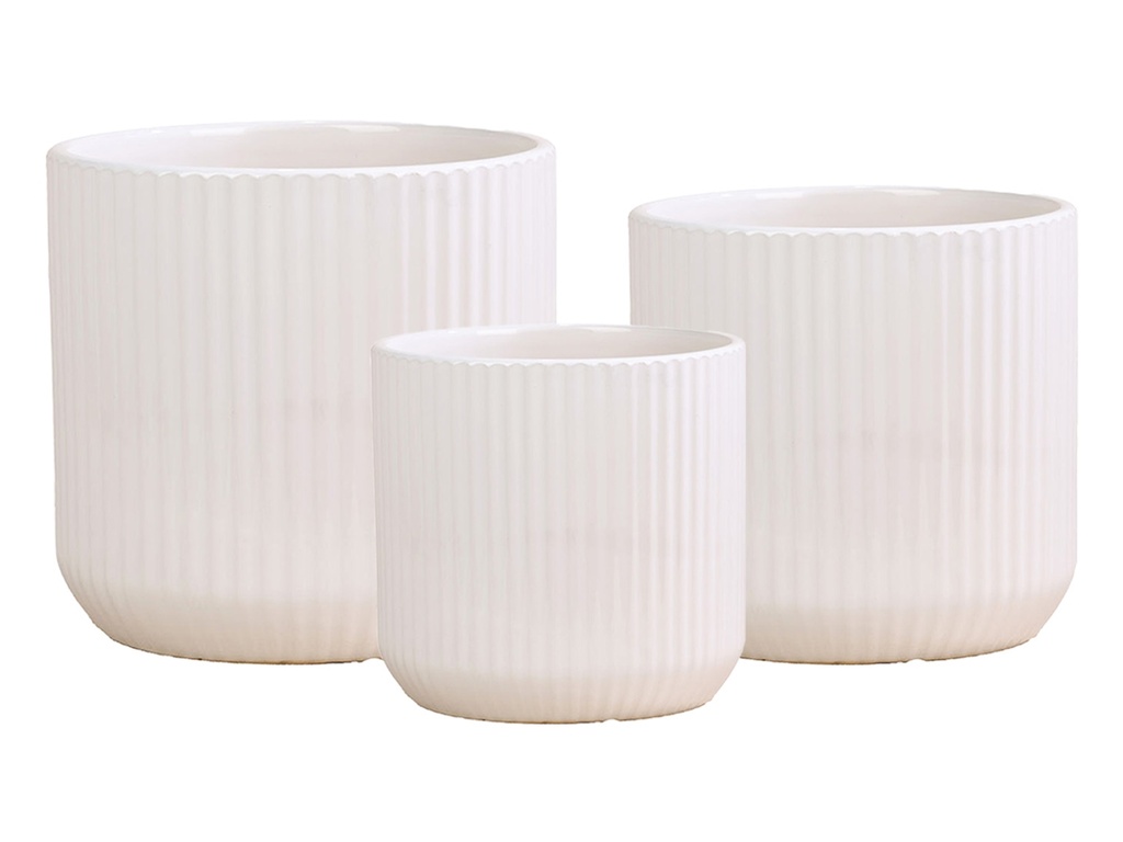 [PD-5017BWH-S3] SONA PLANTER, BRIGHT WHITE, SET OF 3, 14"X13.5", 11"X10.5", 8.5"X8"