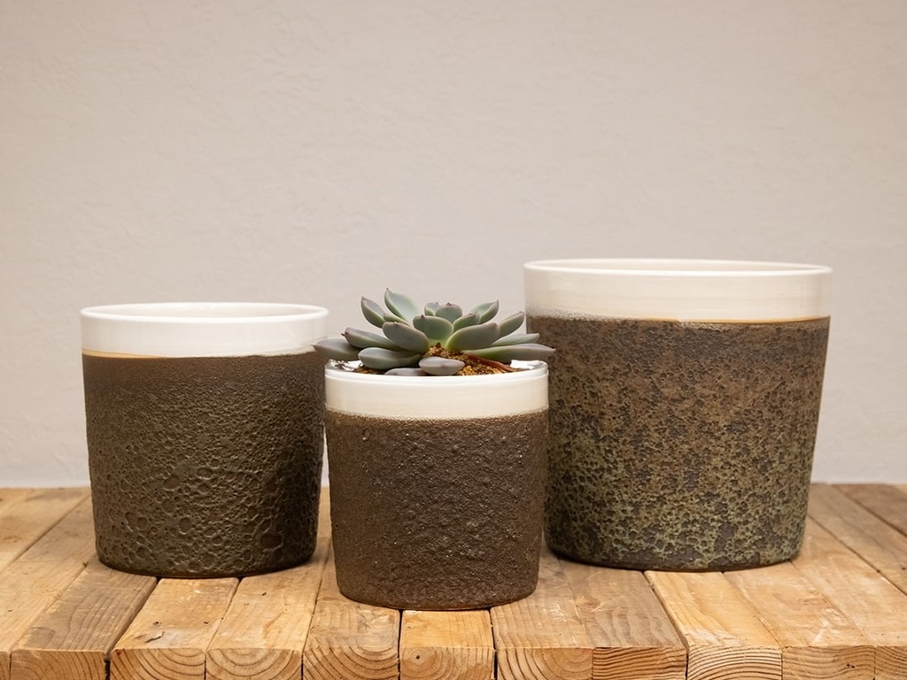 CIRCO PLANTER, AEGEAN GREEN, SET OF 3, 15"X13.5", 12"X11.5", 10"X9"