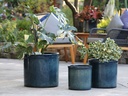 SPROUT POT, INDIGO SPLASH, SET OF 3,  15"X13.5"  12"X11" 10"X9"
