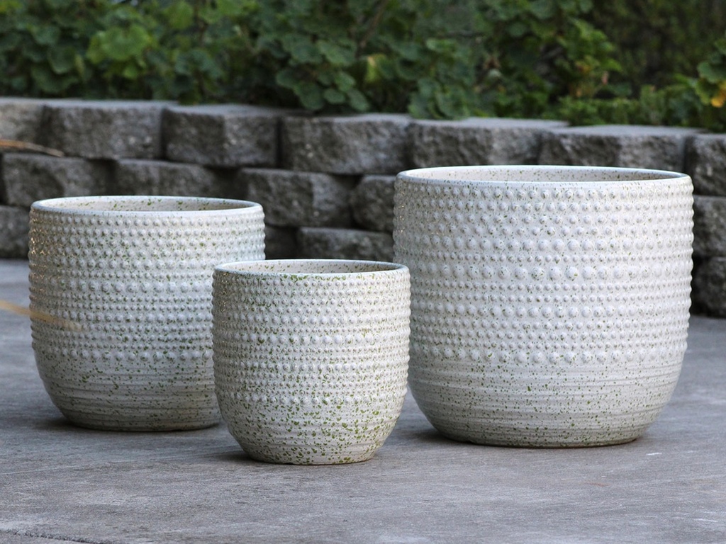 [PD-5204MTS-S3] GARDENIA PLANTER, MINT SPLASH, SET OF 3,  15"X13.5"  12"X11" 10"X9"