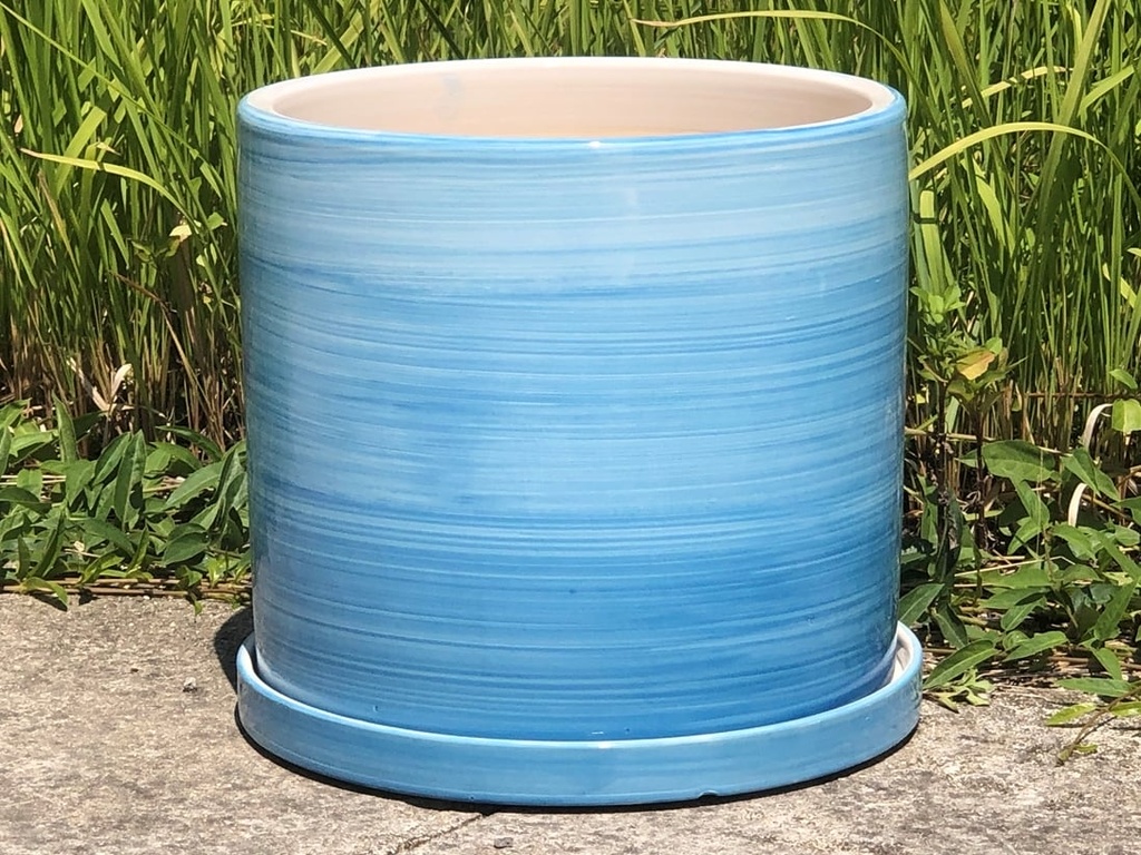 EASTER LILY WITH W/ SAUCER, OMBRE BLUE, 8.0"X8.0", SOLD IN CASE OF 4