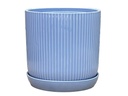 FLUTED CYLINDER PLANTER WITH ATTACHED SAUCER, PASTEL LAVENDER, 11"x11.5", SOLD IN CASE OF 2