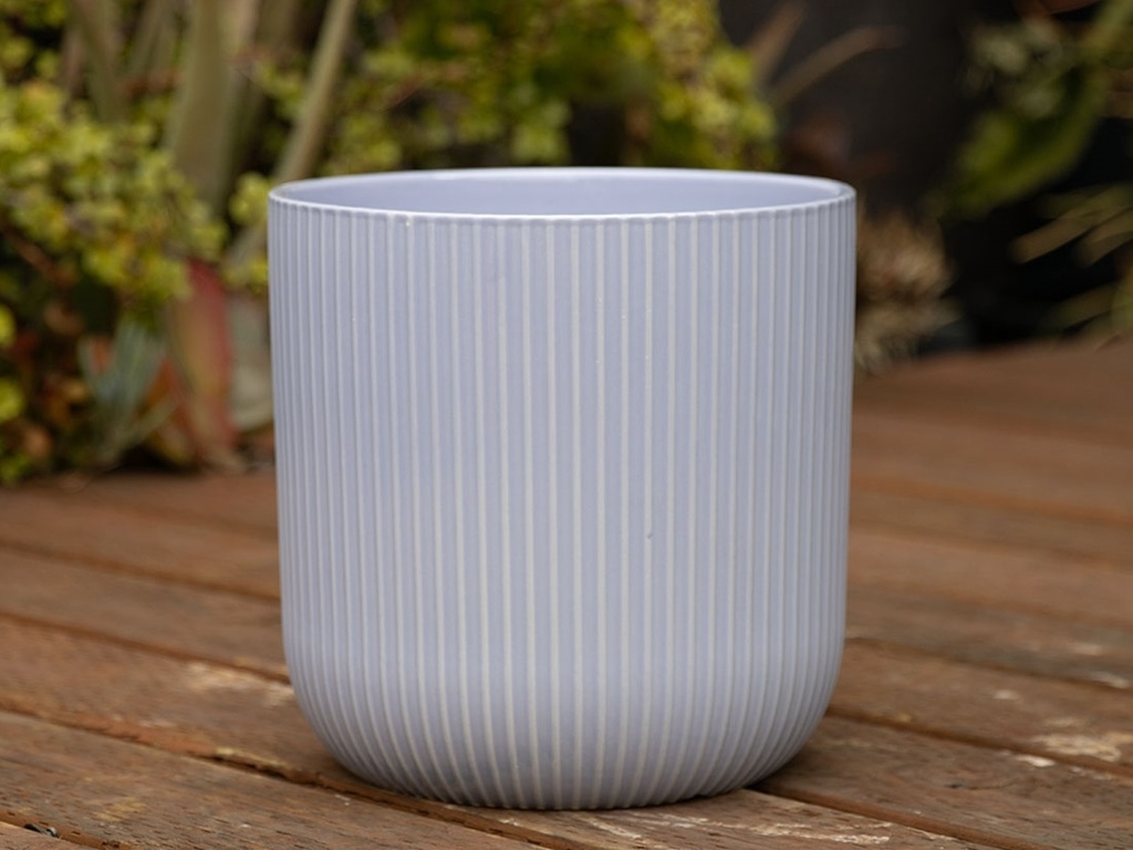[PD-T6087PLD-A-C2] FLUTED CYLINDER PLANTER (NO SAUCER), PASTEL LAVENDER, 11"X11.5", SOLD IN CASE OF 2