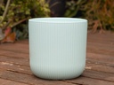 FLUTED CYLINDER PLANTER (NO SAUCER), PASTEL GREEN, 11"X11.5", SOLD IN CASE OF 2
