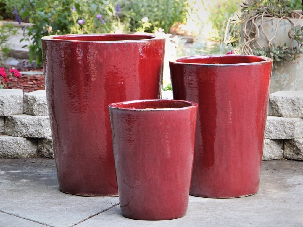 VASO PLANTER, OX RED, SET OF 3- 17.5"X24.0", 14.0"X18.0", 11.0"X13.5"