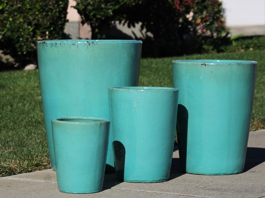 VASO PLANTER, TURQUOISE, SET OF 4- 22.0"X27.0", 17.5"X24.0", 14.0"X18.0", 11.0"X13.5"