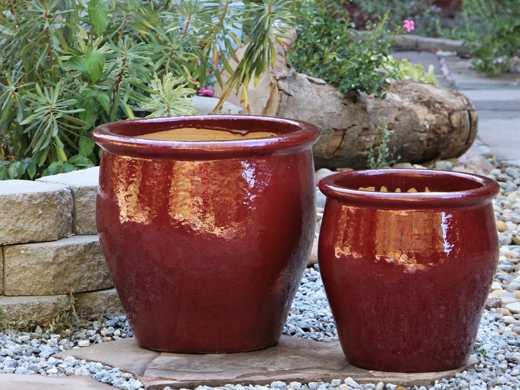 [PF-9057OXR-S3] STANDARD GARDEN POT,ROUND PLANTER, OX RED, SET OF 3 - 17.5" X 17.5", 14" X 14", 10" X 10.5"