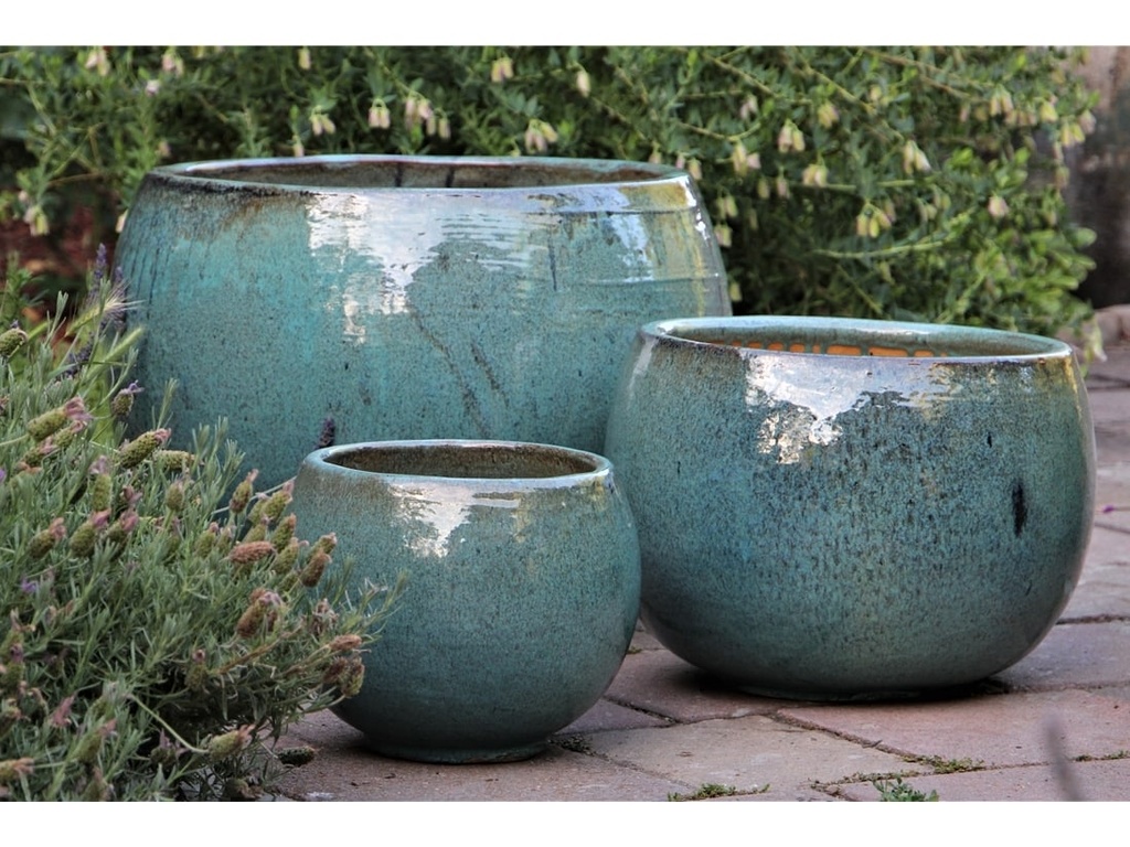 BOWL PLANTER, DEEP BLUE SEA, SET OF 3- 23.0"X16.0", 16.5"X12.0", 12.0"X9.5"